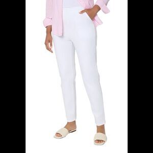 Denim & Co. Women's Color Flat Front Denim Side Pocket Pant White - Petite